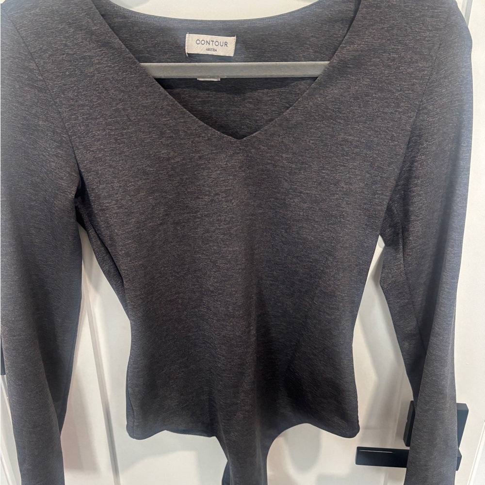 Aritzia Charcoal V-Neck Bodysuit